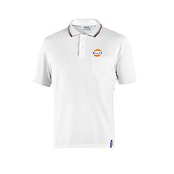 Polo Piqué - SPARCO x GULF - Blanc