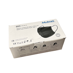 Boîte de 50 masques FFP2 haute filtration noir avec élastiques type II - 3 plis